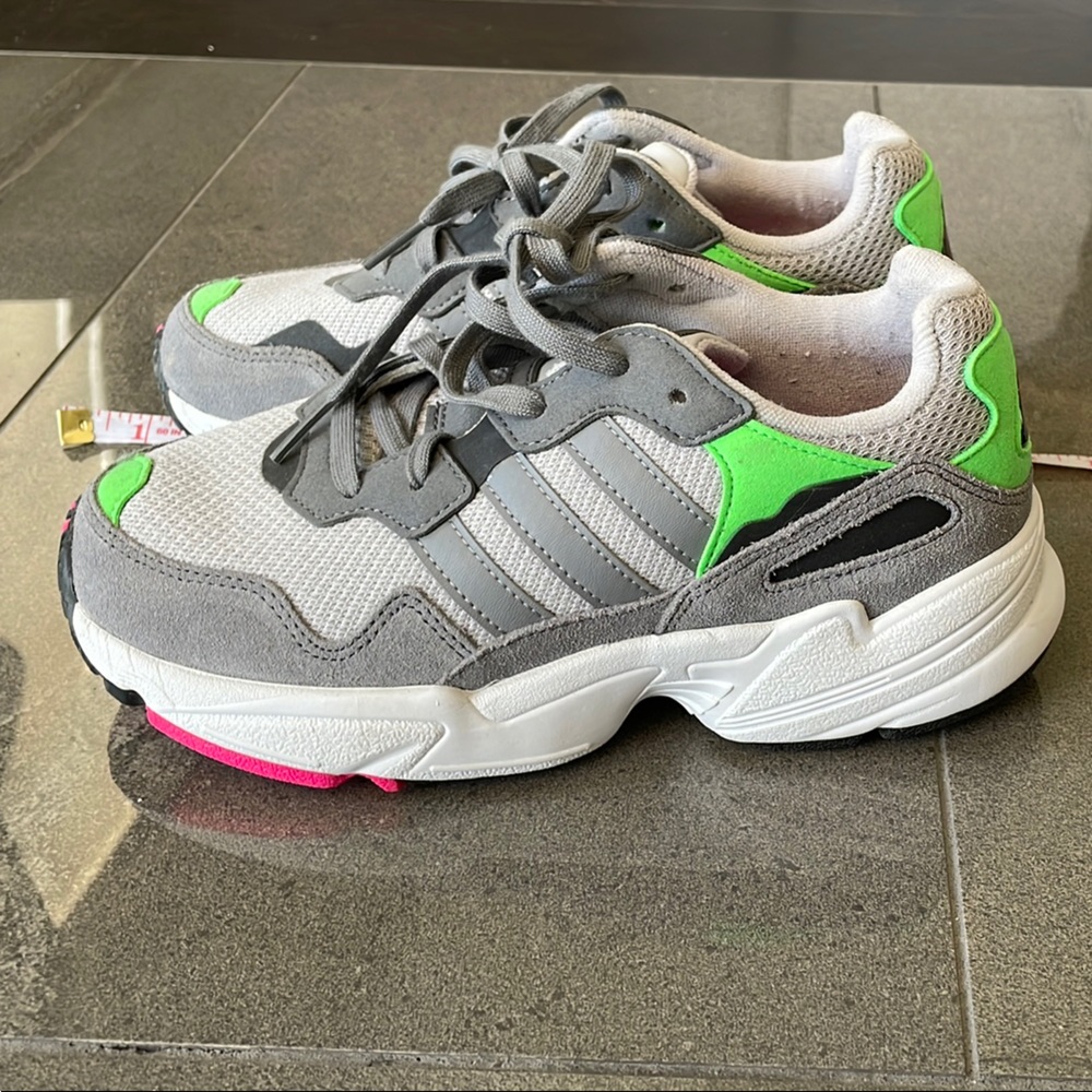 Adidas Gray and Green Chunky Sneakers